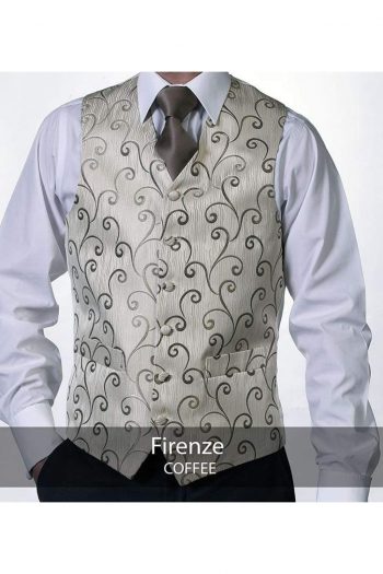 Heirloom Firenze Mens Coffee Luxury 100% Wool Tweed Waistcoat - 34R - WAISTCOATS