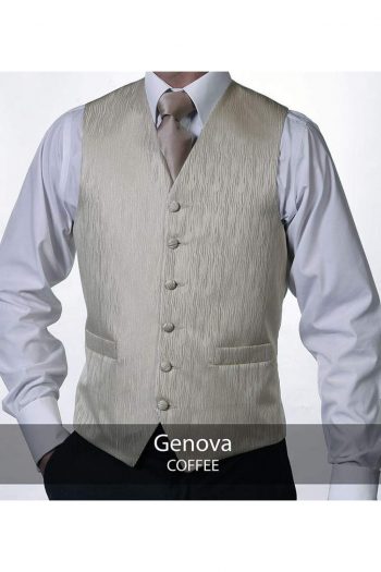 Heirloom Genova Mens Coffee Luxury 100% Wool Tweed Waistcoat - 34R - WAISTCOATS