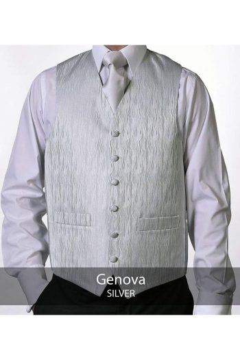 Heirloom Genova Mens Silver Luxury Waistcoat - 34R - WAISTCOATS