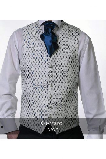 Heirloom Gerrard Mens Navy Luxury 100% Wool Tweed Waistcoat - 34R - WAISTCOATS