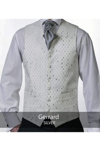 Heirloom Gerrard Mens Silver Luxury 100% Wool Tweed Waistcoat - 34R - WAISTCOATS