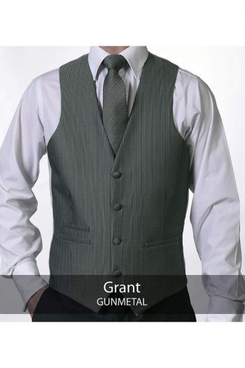 Heirloom Grant Mens Gunmetal Luxury 100% Wool Tweed Waistcoat - WAISTCOATS