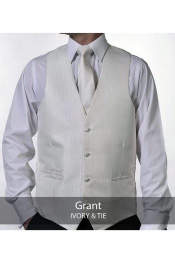 Heirloom Grant Mens Ivory Luxury 100% Wool Tweed Waistcoat - 34R - WAISTCOATS