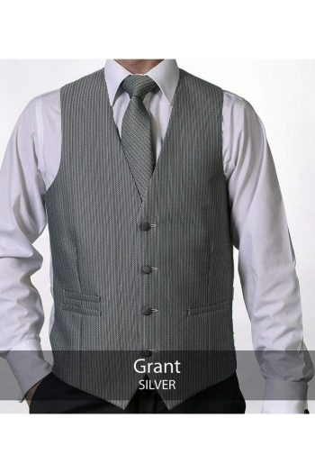 Heirloom Grant Mens Silver Luxury 100% Wool Tweed Waistcoat - 34R - WAISTCOATS