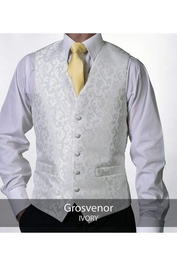 Heirloom Grosvenor Mens Ivory Luxury 100% Wool Tweed Waistcoat - 34R - WAISTCOATS