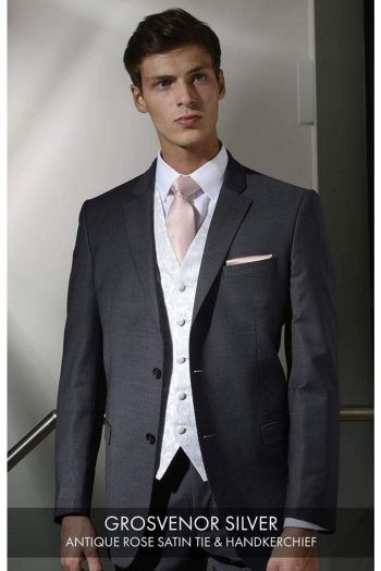 Heirloom Grosvenor Mens Silver Luxury 100% Wool Tweed Waistcoat - 34R - WAISTCOATS