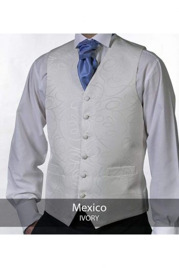Heirloom Mexico Mens Ivory Luxury 100% Wool Tweed Waistcoat - 34R - WAISTCOATS