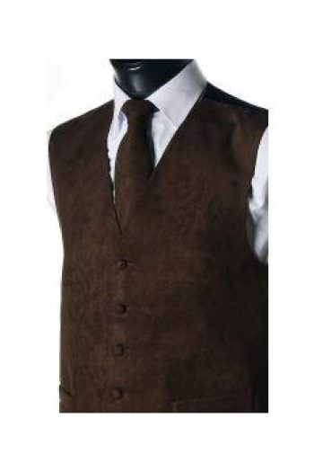 L A Smith Brown Suede Look Waistcoat - Suit & Tailoring