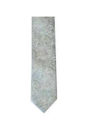 LA Smith Silver Skinny Paisley Tie - Accessories