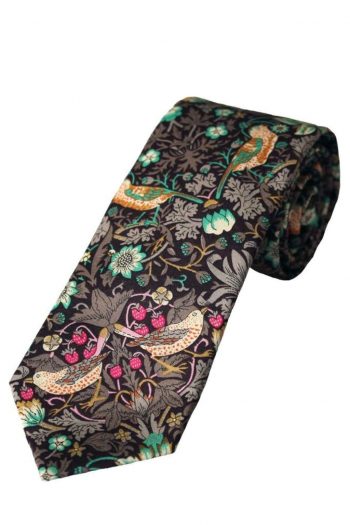 Liberty Fabric Strawberry Thief Boys Brown Cotton Tie - Accessories