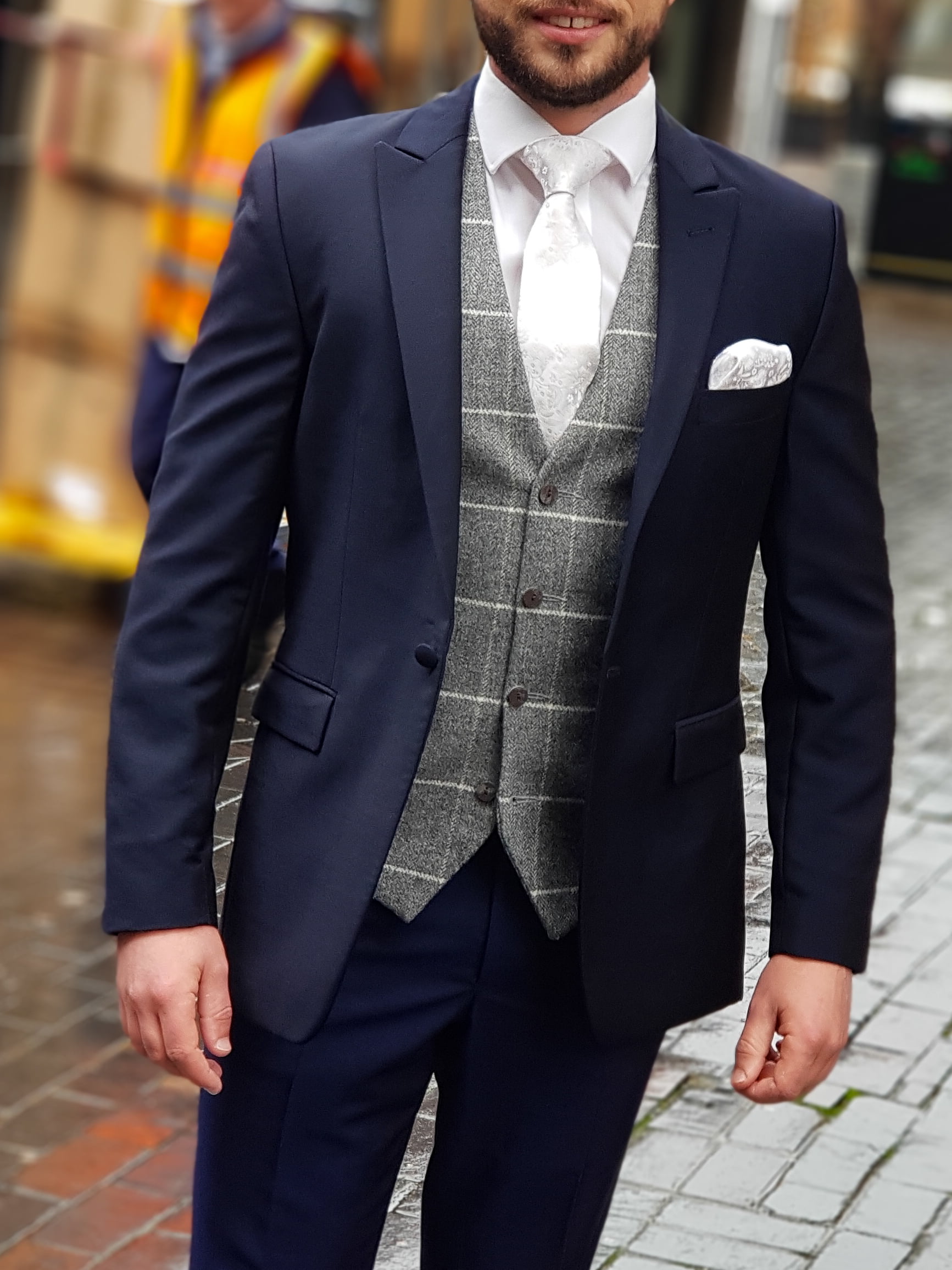 Tweed Grey Ivory Waistcoat - HIRE ONLY - HIRE5 Menswear