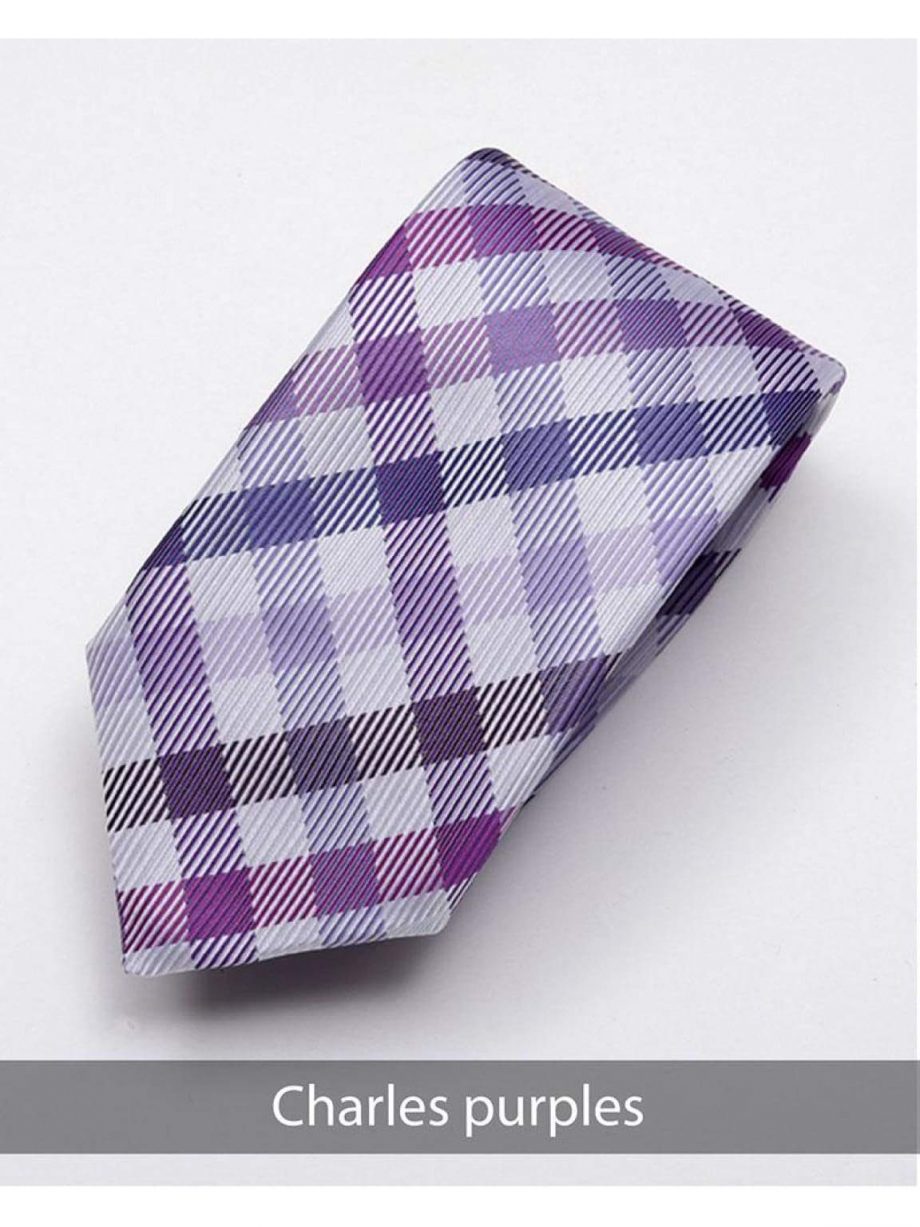 Heirloom Charles Mens Purples Check Tie - Accessories