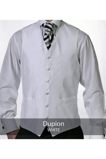 Heirloom Dupion Mens White Luxury 100% Wool Tweed Waistcoat - 34R - WAISTCOATS