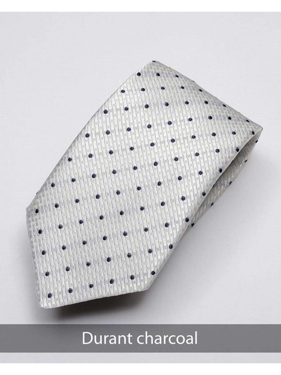 Heirloom Durant Mens Charcoal Dotted Tie - Accessories