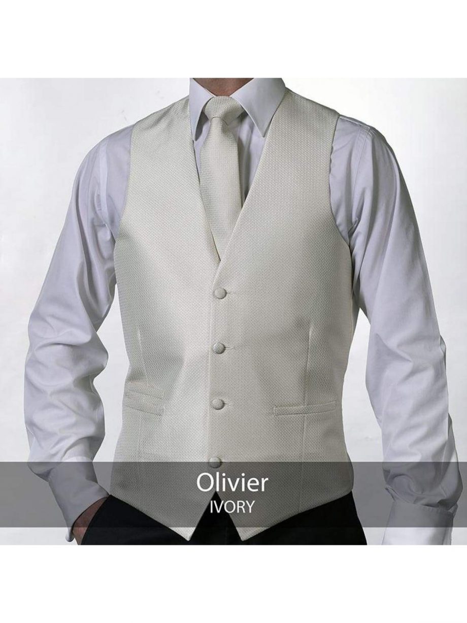 Heirloom Olivier Mens Ivory Luxury 100% Wool Tweed Waistcoat - 34R - WAISTCOATS