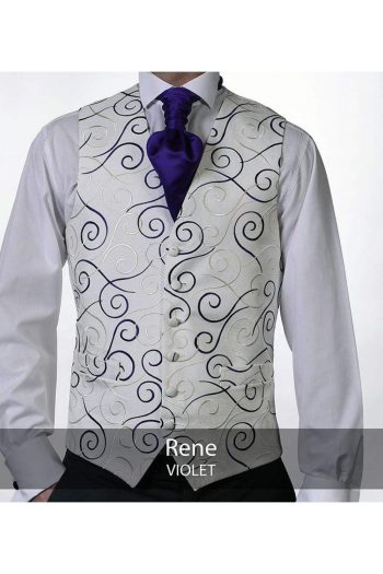 Heirloom Rene Mens Violet Luxury 100% Wool Tweed Waistcoat - 34R - WAISTCOATS