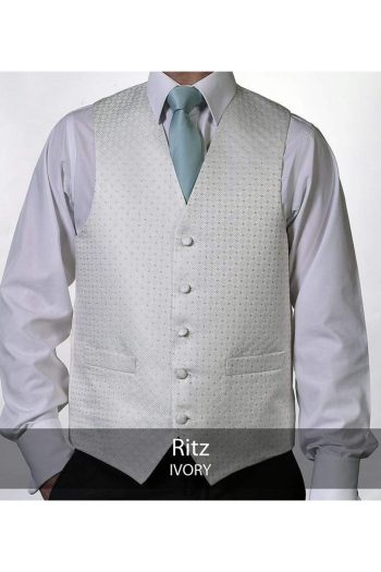 Heirloom Ritz Mens Ivory Luxury 100% Wool Tweed Waistcoat - 34R - WAISTCOATS