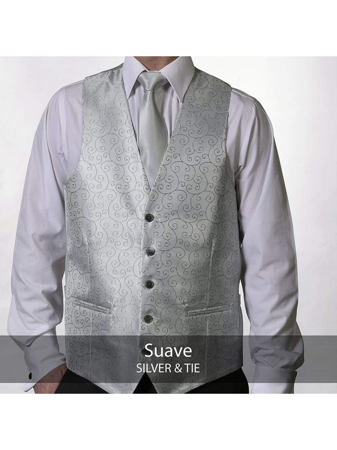 Heirloom Suave Mens Silver Luxury Waistcoat - 34R - WAISTCOATS