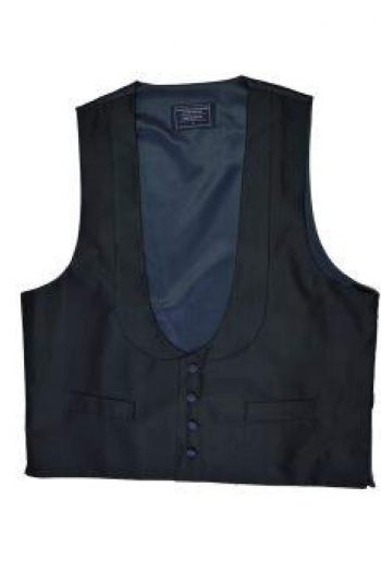 L A Smith Black Silk Scoop Neck Waistcoat - Suit & Tailoring
