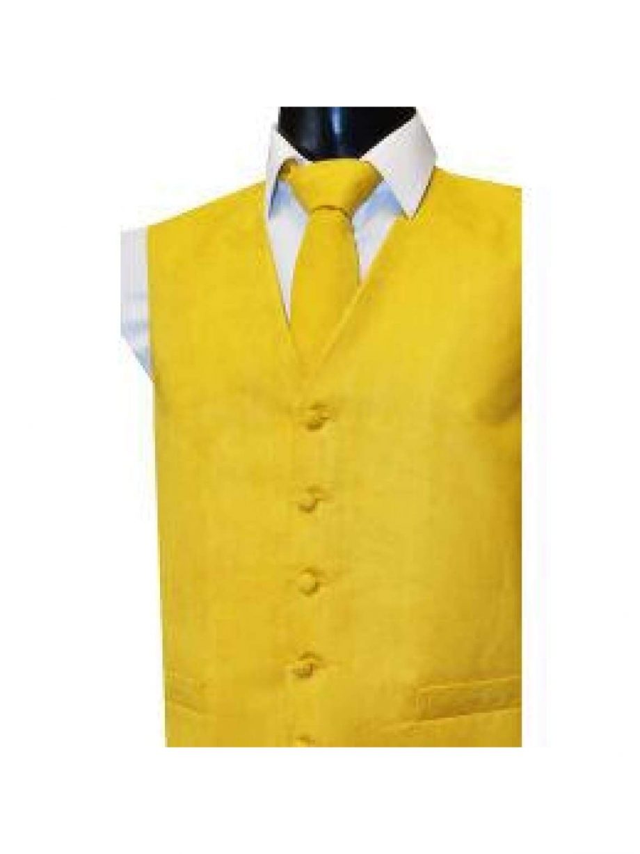 L A Smith Gold Suede Look Waistcoat - S - Suit & Tailoring
