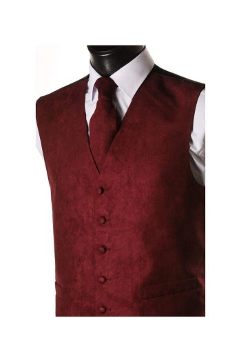L A Smith Wine Suede Look Waistcoat - S - Suit & Tailoring