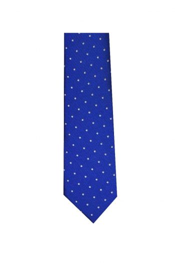 LA Smith Blue And White Skinny Polka Dot Tie - Accessories