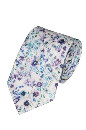 Liberty Fabric Floral Picnic Blue Cotton Tie - Accessories
