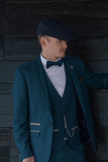 Marc Darcy Dion Mens Blue Slim Fit Check Tweed Blazer - 34R - Suit & Tailoring