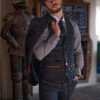 Marc Darcy Eton Mens 3 Piece Blue Slim Fit Tweed Suit - Suit & Tailoring