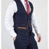 Marc Darcy JD4 Mens 3 Piece Navy Slim Fit Birds Eye Suit - Suit & Tailoring