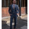 Marc Darcy Jenson Marine Navy Check Suit With Double Breasted Waistcoat - Suit & Tailoring