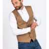 Marc Darcy Kelly Mens Tan Single Breasted Waistcoat - 36 - Suit & Tailoring