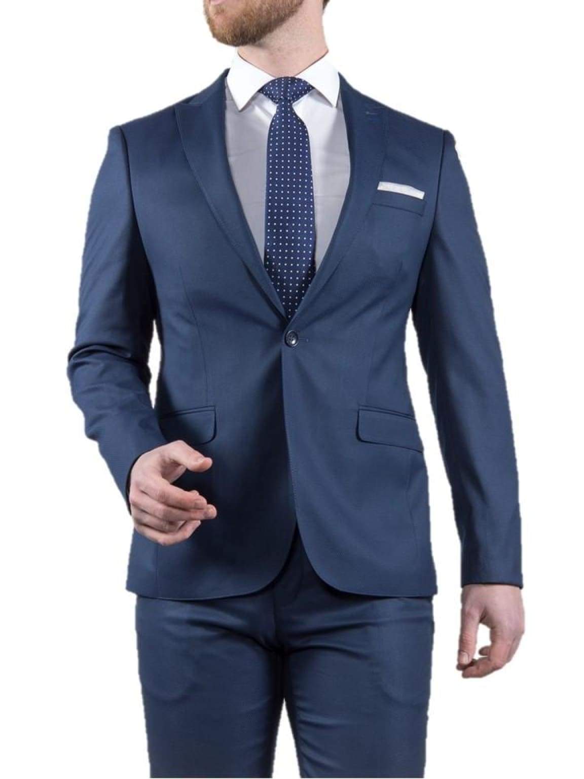 Marco Prince Grande Men's 3 Piece Blue Slim Fit Textured Suit - HIRE5 ...