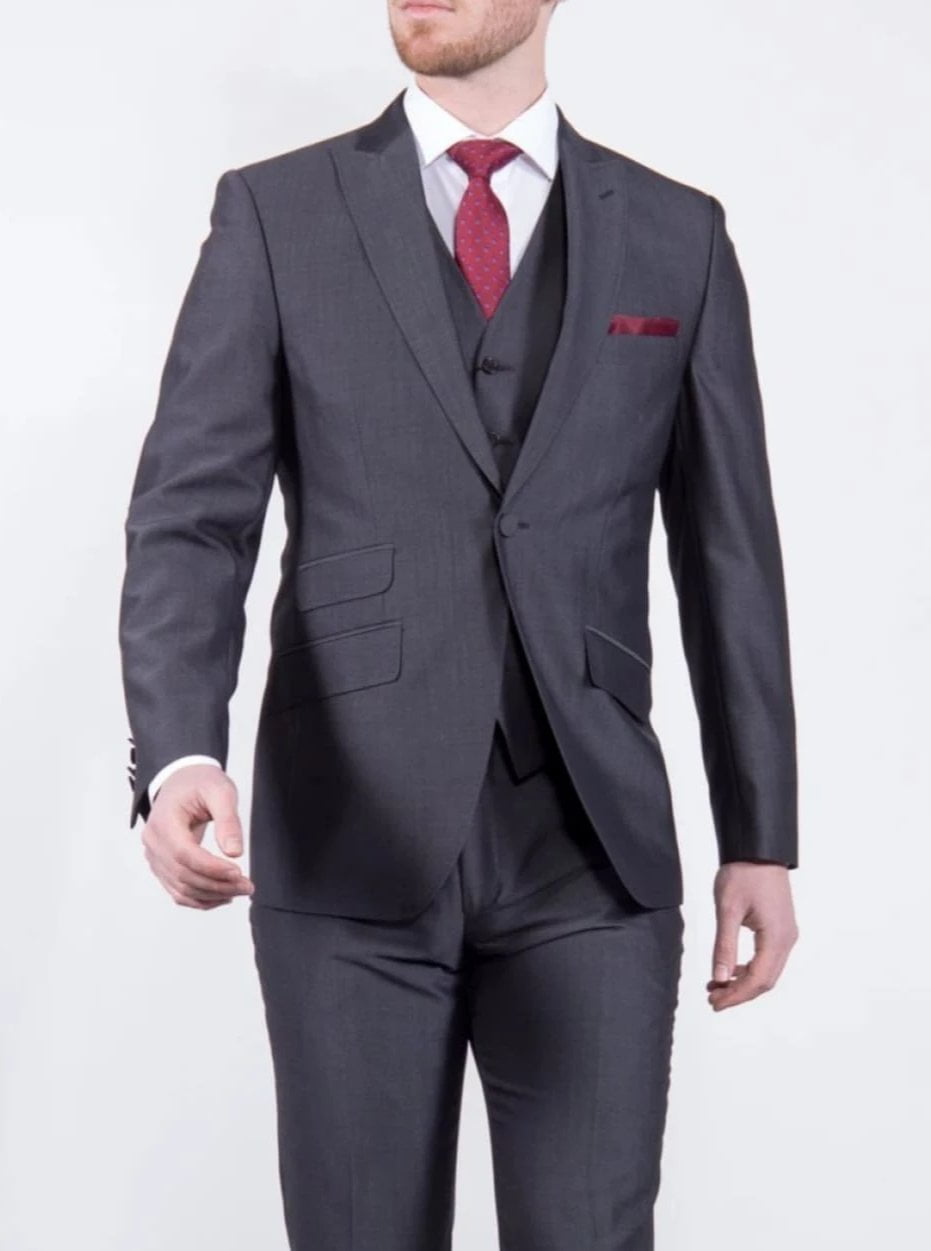 Wedding Special Torre Mohair Tailored Fit Charcoal Suit