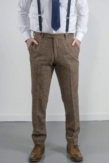 Torre Elton Tweed Mens Brown Donegal Tweed Trousers - Suit & Tailoring