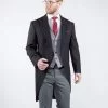 Torre Mens Classic Black Herringbone Morning Tailcoat for Royal Ascot - Suit & Tailoring