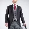 Torre Mens Classic Black Herringbone Morning Tailcoat for Royal Ascot - Suit & Tailoring
